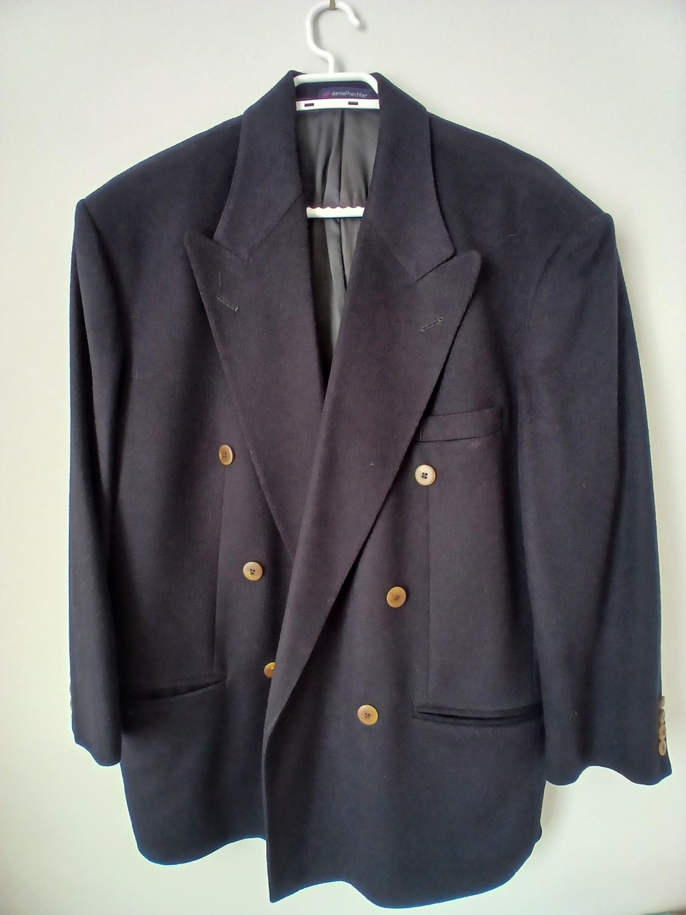 Daniel Hechter Double-Breasted Cashmere Navy Blazer with Gold Buttons